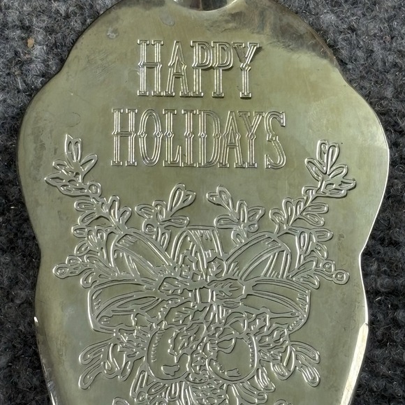 Christmas Y2K Holiday Home Accents Happy Holidays Silverplated Cake‎ Server - Picture 3 of 14